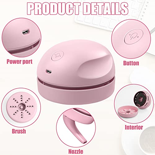 prowithlin Portable Desktop Vacuum Cleaner, USB Charging, Pink, Best for Cleaning Dust, Crumbs, Piano, Computer, Car etc. - Image 3