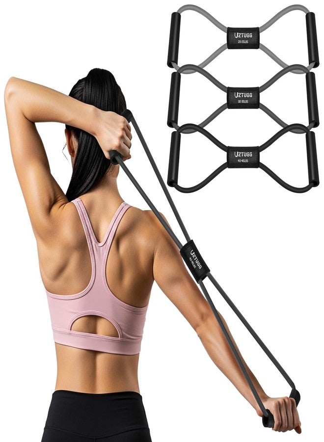 UZTUGG Figure 8 Resistance Bands for Arm, Back – 3-Level Latex Heavy Exercise Bands with Handles for Strength Training, Full Body Workout, Physical Therapy, Pilates, Yoga, Home Gym Equipment for Men & Women - Image 1