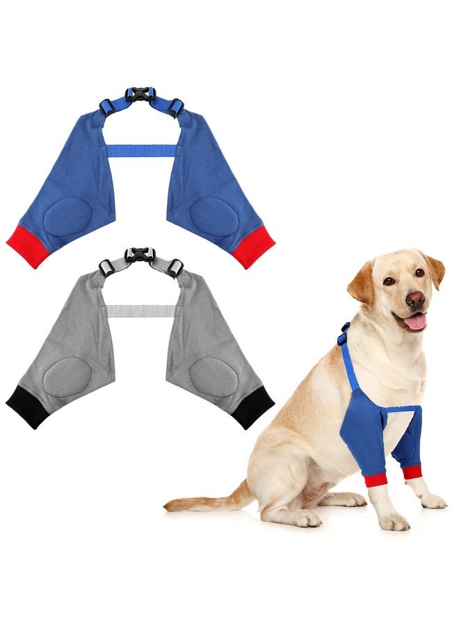 Oudain 2 Pairs Dog Elbow Protector Dog Front Leg Braces Dog Recovery Sleeve With Elastic Band Soft Padded Adjustable Dog Knee Brace For Small Medium Large Dog, 2 Colors (XLarge) - Image 1