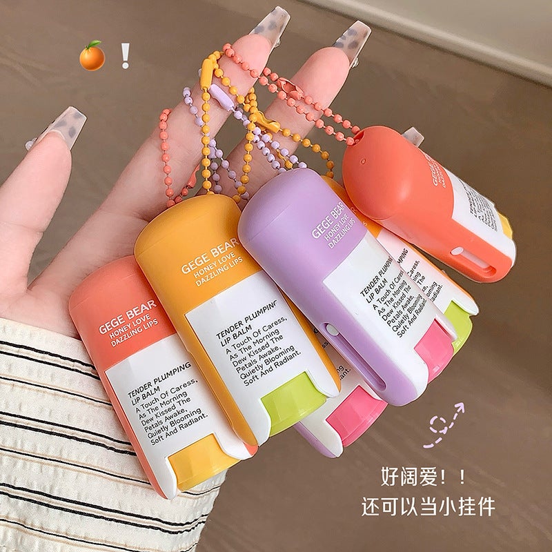 GEGE BEAR Lip Balm Moisturizing and Hydrating, Non-Sticky, Fruity Scented, Cute Pendant Design - Image 1
