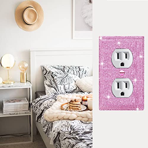 Gaocai 4 Pcs Shiny Silver Pink Wall Plate Cover Decorative Light Switch Cover Single Toggle Rhinestones Outlet Cover - Image 5