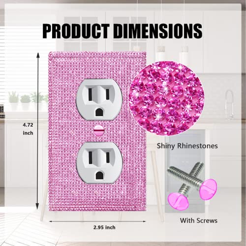 Gaocai 4 Pcs Shiny Silver Pink Wall Plate Cover Decorative Light Switch Cover Single Toggle Rhinestones Outlet Cover - Image 2