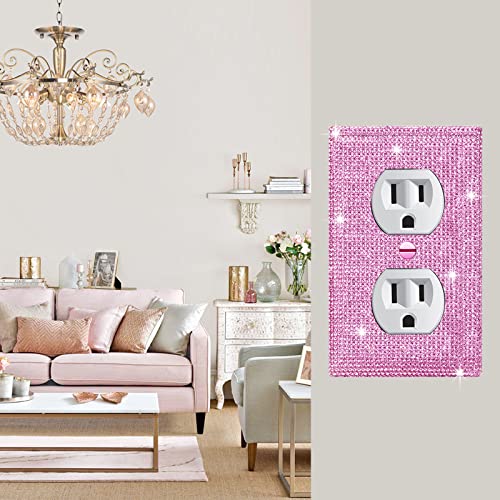 Gaocai 4 Pcs Shiny Silver Pink Wall Plate Cover Decorative Light Switch Cover Single Toggle Rhinestones Outlet Cover - Image 4