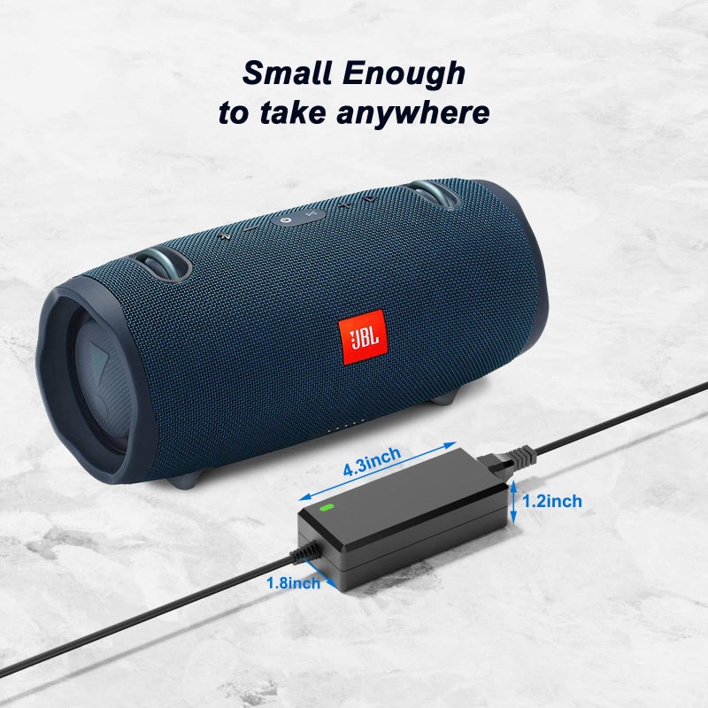 VHBW 19V Replacment for JBL Xtreme 2 Charger Compatible with JBL Xtreme, Xtreme 2, Boombox 1/2, Extreme Portable Wireless Bluetooth Waterproof Speaker 8.8FT Replacment for JBL Speaker Power Cord - Image 4