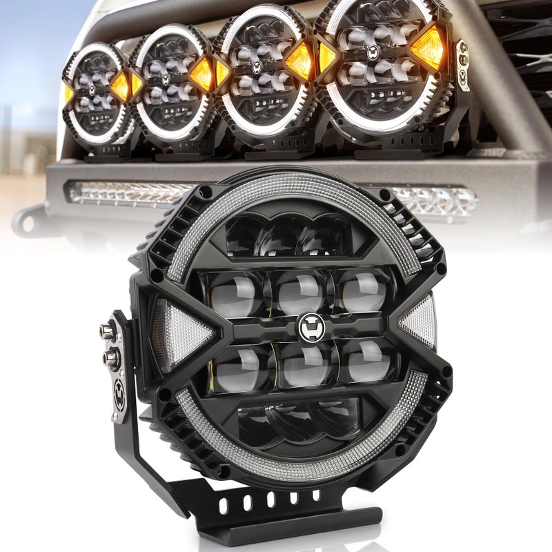 POVTOR 9 Inch Round LED OffRoad Light 1PC 13000LM 148W LED Driving Light with HighLow Brightness White Halo DRL Waterproof Compatible with Jeep Tacoma 4Runner Truck SUV UTV Pickup - Image 3