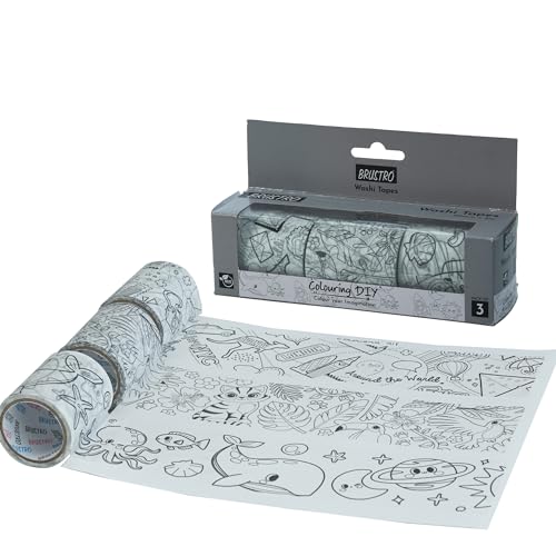 BRUSTRO Washi Masking Tapes DIY Colouring Tapes, 50 mm x 5 mtrs (Set of 3) - Image 1