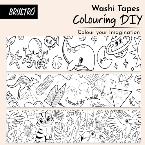 BRUSTRO Washi Masking Tapes DIY Colouring Tapes, 50 mm x 5 mtrs (Set of 3) - Image 3