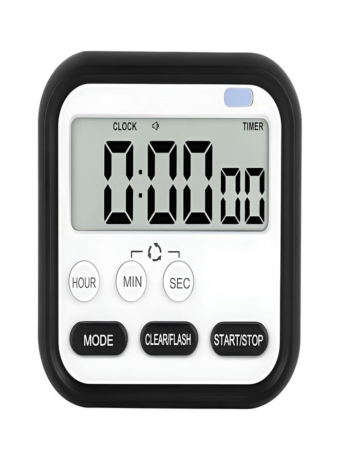Defflo Digital Kitchen Timer & Stopwatch, Countdown Large Digits, Loud Alarm, Magnetic Stand Round, for Cooking | Baking | Teacher Kids Study | Shower Bathroom | Oven - Image 1