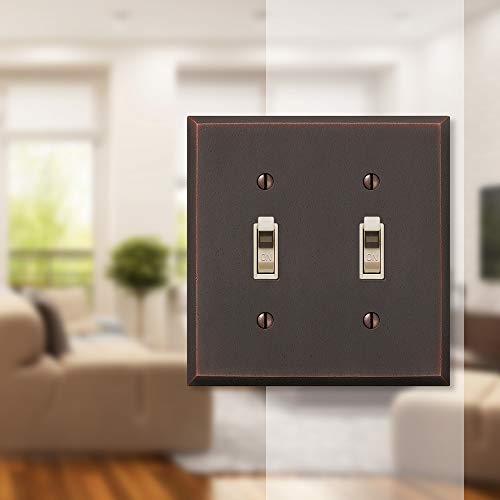 Amerelle Manhattan Double Toggle Cast Metal Wallplate in Aged Bronze - Image 3