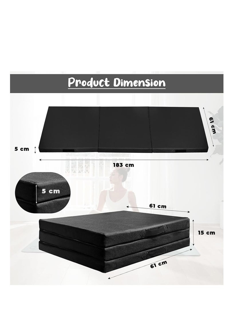 UKR - UKR Tri-Fold Fitness Exercise Training Aerobic Fitness Gym & Gymnastics Balance Padded Mat (183x61x5 cm) - Image 1