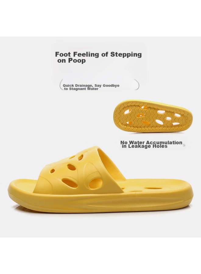 GUOLUOFEI Guoluofei Bathroom Slippers For Men And Women, Summer Indoor Shower Hollow Water-draining Eva Bathroom Sandals, Yellow, Size 40-41  - Image 1