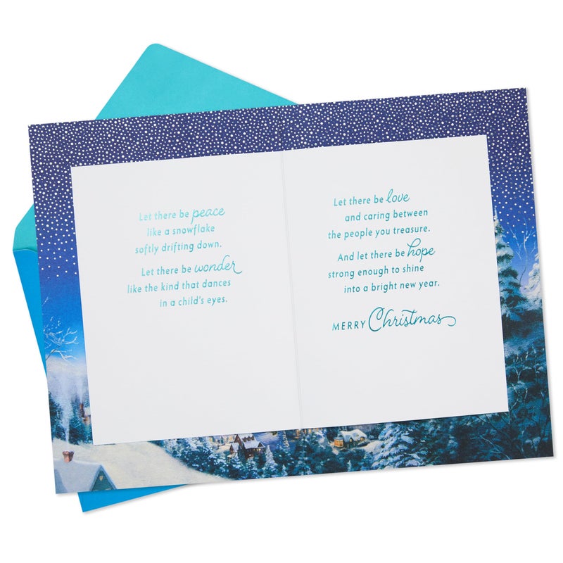 Hallmark Thomas Kinkade Christmas Card (Wishes for Christmas  Snowy Town) - Image 2