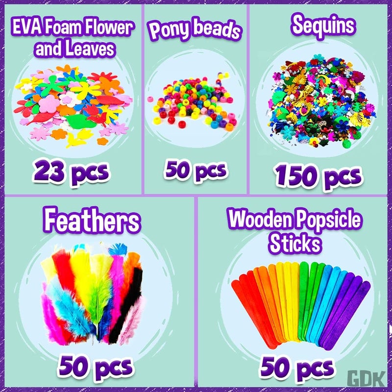 Goody King GoodyKing Arts and Crafts Supplies for Kids - 1170Pcs+ Craft Art Supply Kit for Toddlers Kids Craft Supplies & Materials Age 4 5 6 7 8 9 - Christmas D.I.Y. Crafting School Supplies - Image 5