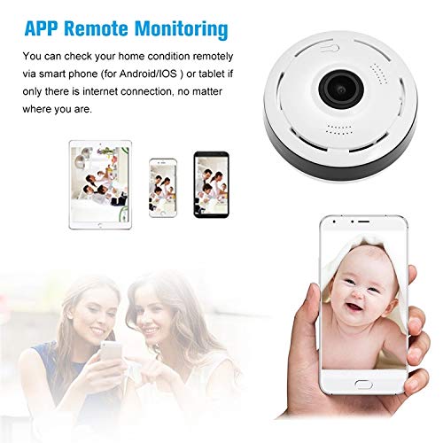 AJUK كاميرا CCTV أمان بزاوية 360 درجة بزاوية بانورامية مع كشف الحركة وصوت ثنائي الاتجاه وواي فاي ورؤية ليلية وتطبيق V380 للاتصال المحمول وكاميرا CC ذكية IP للمنزل والمتجر والمكتب - Image 5