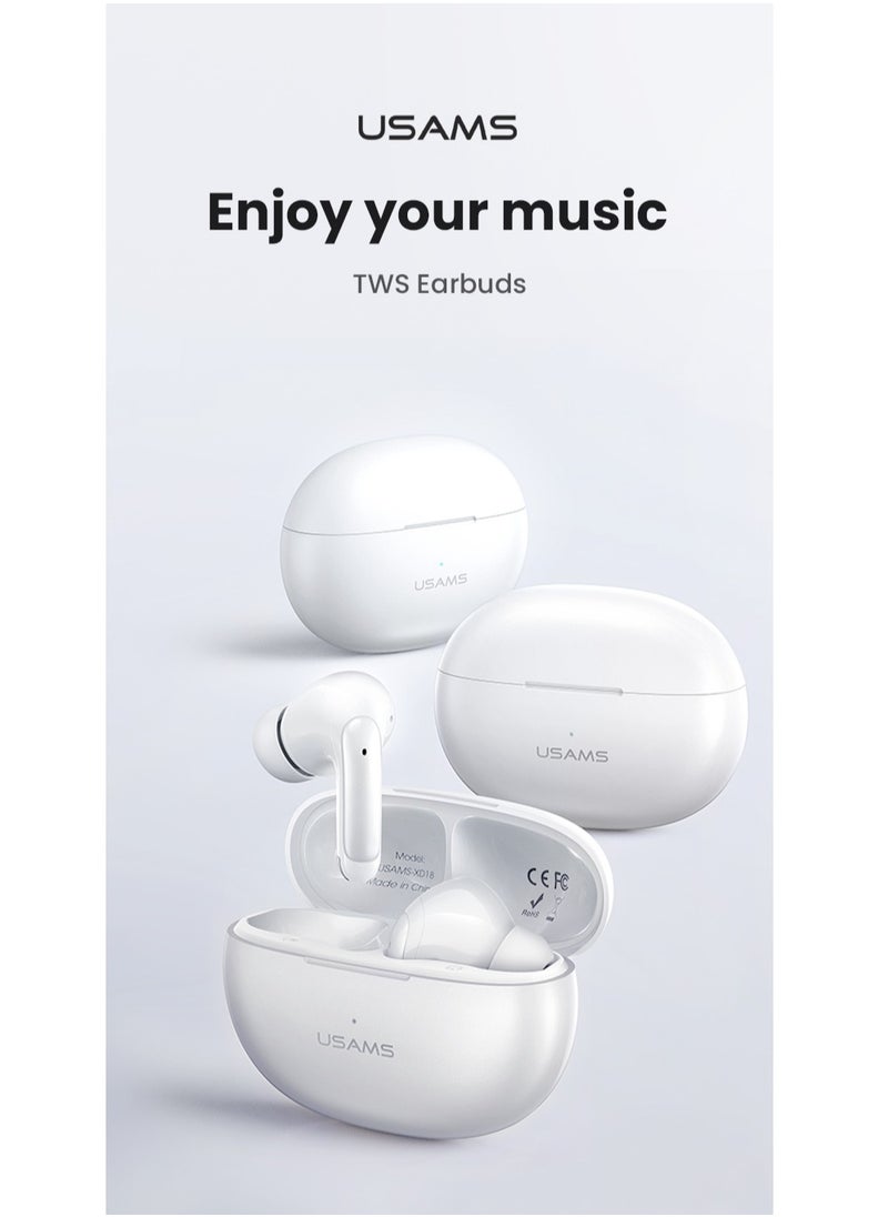 Usams - Wireless Earbuds with Dual Mic, ENC Noise Cancellation, Bluetooth 5.3, 50H Battery Life, 13mm HD Speaker, Deep Bass, Smart Touch Control - Image 1