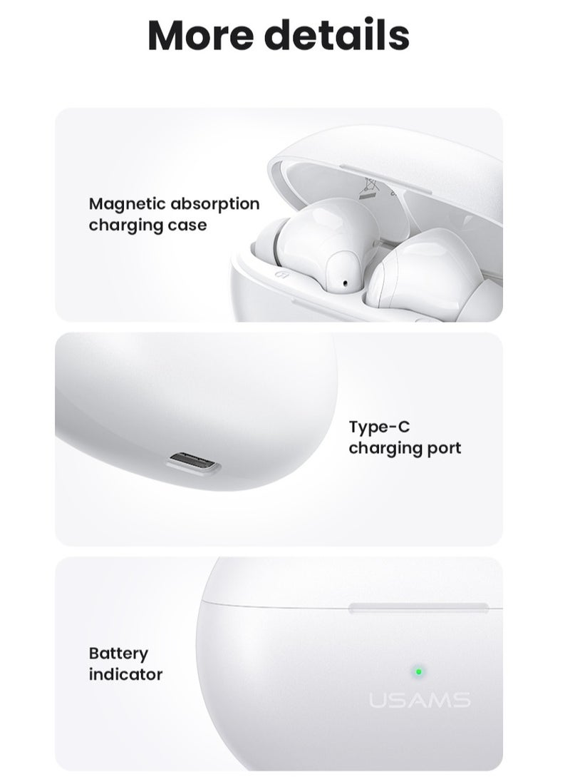 Usams - Wireless Earbuds with Dual Mic, ENC Noise Cancellation, Bluetooth 5.3, 50H Battery Life, 13mm HD Speaker, Deep Bass, Smart Touch Control - Image 1