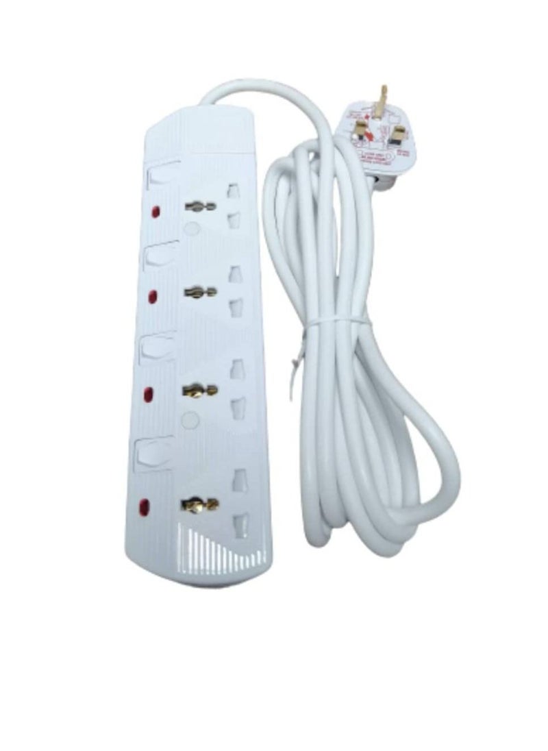 RR RR ESMA Approved Universal Power Extension Socket with Individual Neon Light Switches - 13A Plug 250V (4 Way - 3 Mtr Cable)  - Image 2