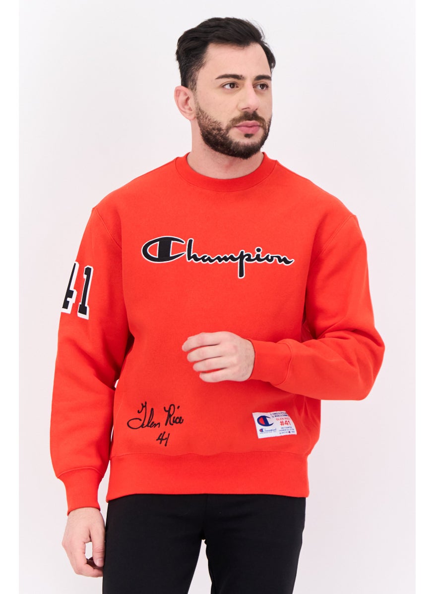 Champion Men Standard Fit Long Sleeve Outdoor Sweatshirts, Red Combo  - Image 1