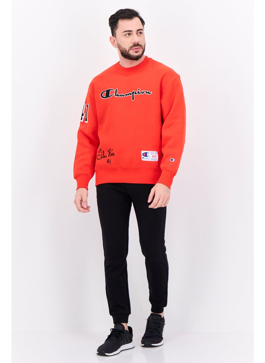 Champion Men Standard Fit Long Sleeve Outdoor Sweatshirts, Red Combo  - Image 4