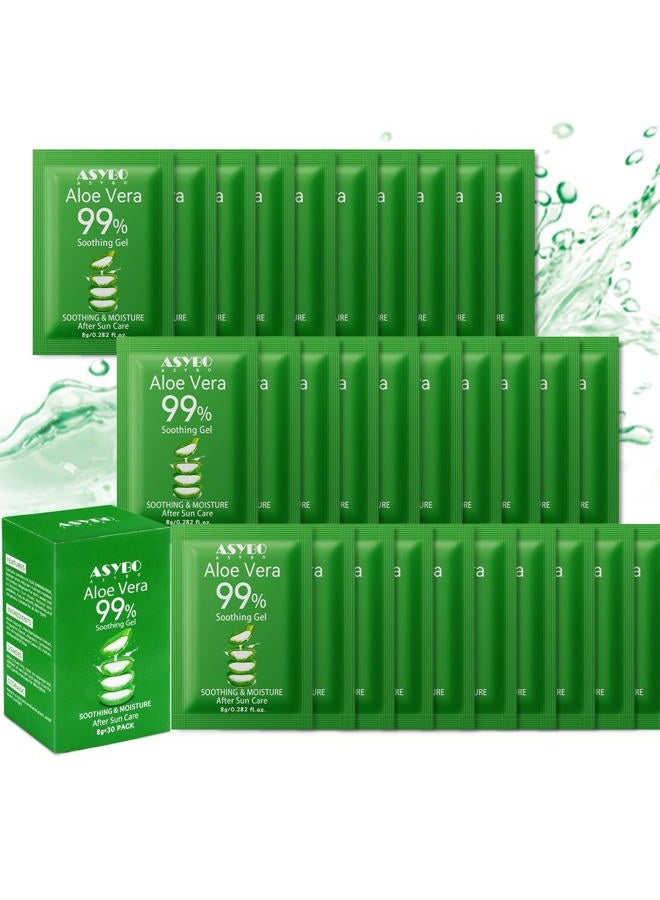 ASYBO 30 Pack Natural Aloe Vera Gel - 99% Pure Moisturising Aloe Vera, Soothing and Moisturising, Sunburn and Scar Repair, Portable Travel Size - Image 1