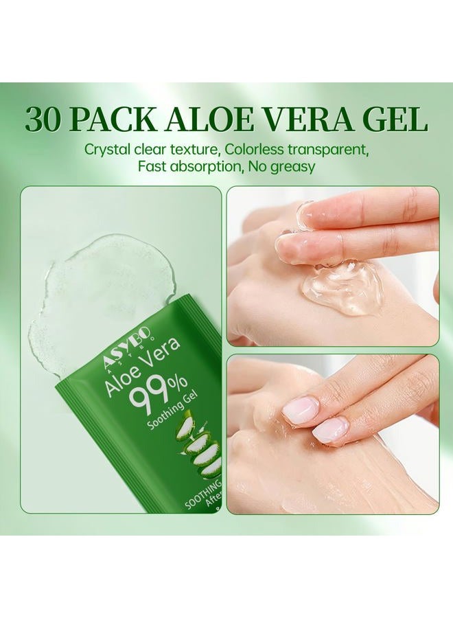ASYBO 30 Pack Natural Aloe Vera Gel - 99% Pure Moisturising Aloe Vera, Soothing and Moisturising, Sunburn and Scar Repair, Portable Travel Size - Image 3