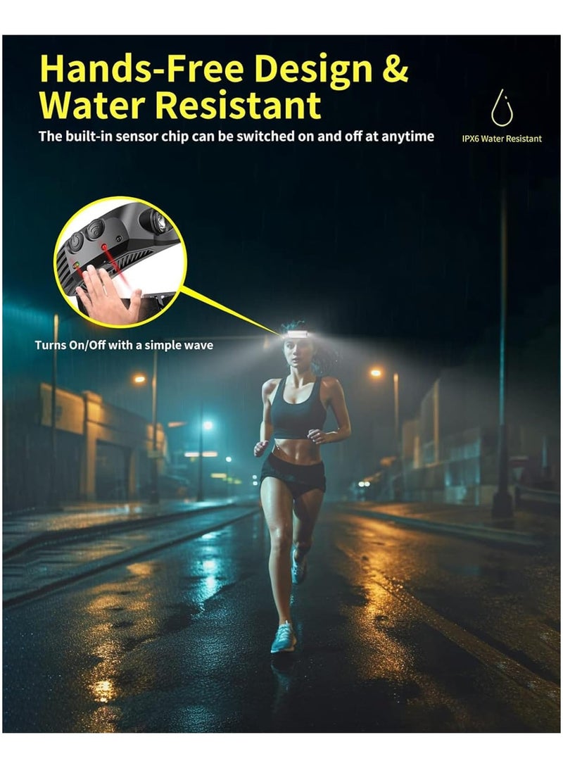 Smiling Shark Rechargeable Headlamp, 230°Wide Angle 5*Colors Light The Brightest LED Head Lamp with Motion Sensor Waterproof Headlight for Outdoor - Image 5