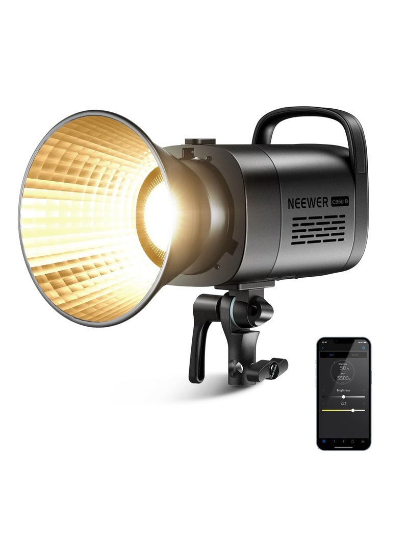 NEEWER CB60B 70W Bi-Color COB LED Video Light – 2700K-6500K, 34,000 Lux @1m, CRI 97+, 2.4G Remote & App Control, Bowens Mount, 12 Effects – Studio & Outdoor Photography/Video black - Image 1