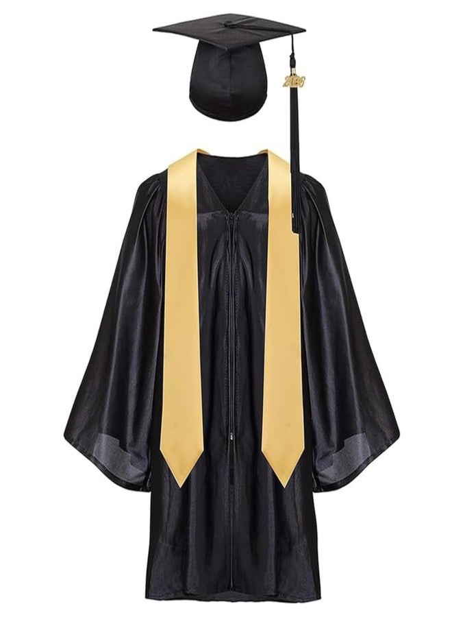 HAPNBCELE Kids Shiny Graduation Cap and Gown 5 Pcs Set with 2026 2027 Tassel Kindergarten Preschool Ceremony Gifts for Boys Girls (Black, 36) - Image 2