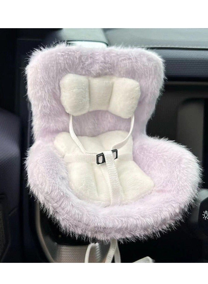 Bukela Doll Car Seat for 17cm Dolls with Air Vent Clip and Desktop Stand, Cute and Functional Car Ornament for Blind Box Doll Fans, Collectors (Purple) - Image 1