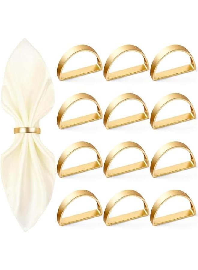 Gold Napkin Rings Set of 12 Semicircle Metal Gold Napkin Holder Buckles  Napkin Rings Napkin Rings for Dinner Table Decor Wedding Banquet Party - Image 1