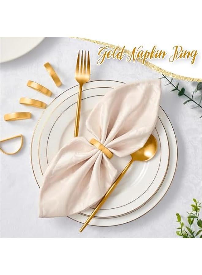 Gold Napkin Rings Set of 12 Semicircle Metal Gold Napkin Holder Buckles  Napkin Rings Napkin Rings for Dinner Table Decor Wedding Banquet Party - Image 3