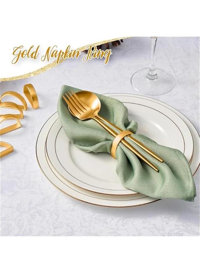 Gold Napkin Rings Set of 12 Semicircle Metal Gold Napkin Holder Buckles  Napkin Rings Napkin Rings for Dinner Table Decor Wedding Banquet Party - Image 4