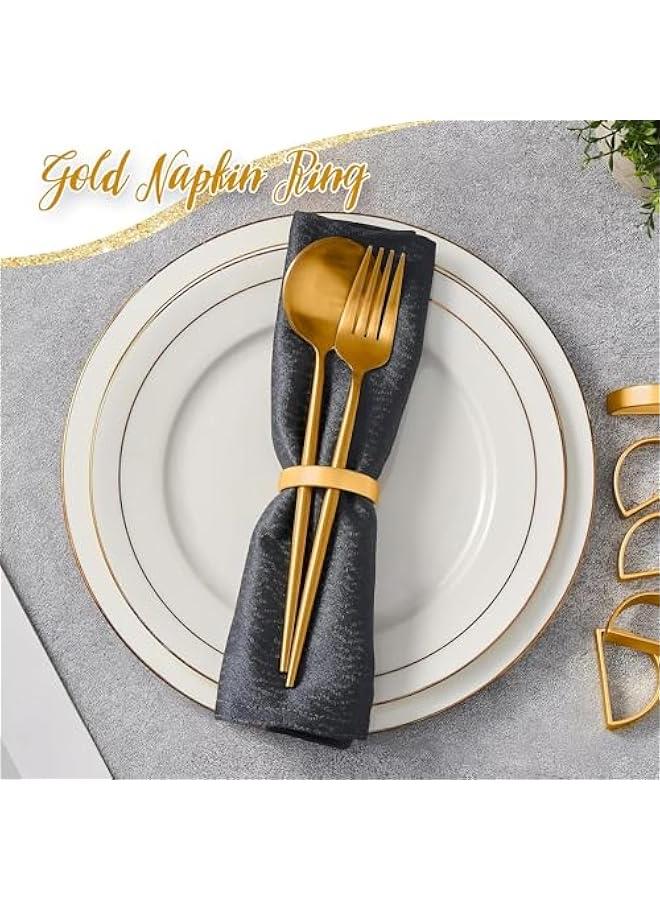 Gold Napkin Rings Set of 12 Semicircle Metal Gold Napkin Holder Buckles  Napkin Rings Napkin Rings for Dinner Table Decor Wedding Banquet Party - Image 5