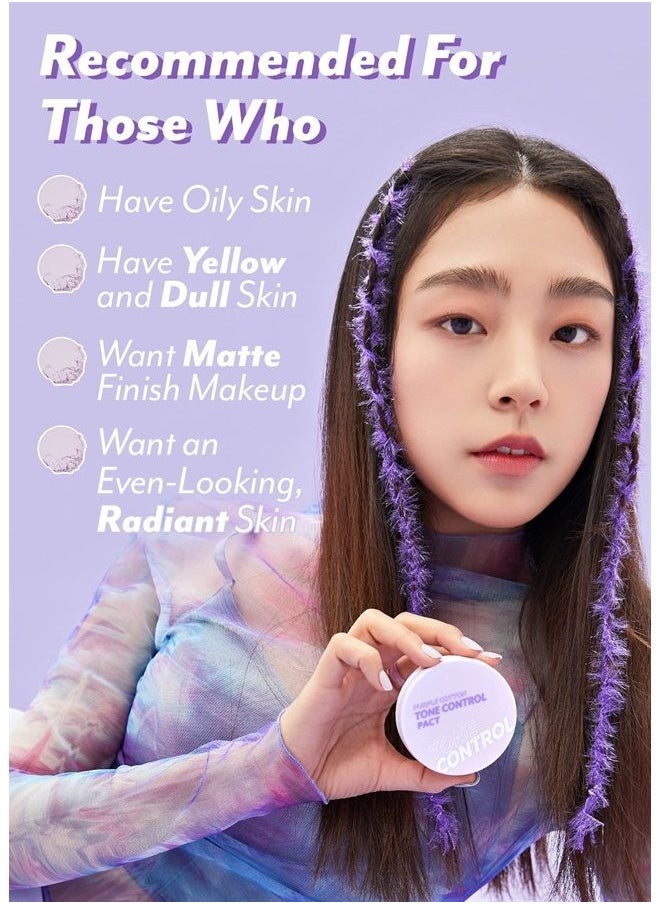 I'M MEME - Compact - Purple Cotton Tone Control Pact | With Purple Berry Complex, Mineral, Setting Powder, Translucent, for Smooth and Even Complexion, Tone Correcting, Blurring Effect, Sebum Free, HD F - Image 1