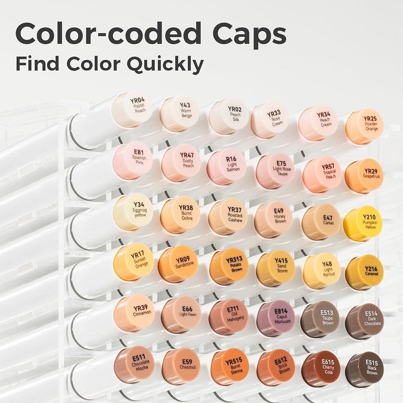 أوهوهو أداة لإزالة علامات الكحول عن لون البشرة من نوع Ohuhu Skin Tone Alcohol Markers Brush Tip – مجموعة من 24 لونًا مناسبة للرسم والتلوين، للفنانين البالغين، قابلة لإعادة التعبئة. - Image 4