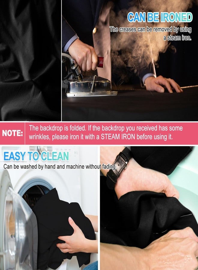 خلفية تصوير سوداء من جيبوتو مع حامل، قماش ستارة خلفية سوداء للتصوير الفوتوغرافي 5 × 6.5 قدم مع حامل دعم للخلفية، 5 مشابك زنبركية وحقيبة حمل لتصوير الحفلات واستوديوهات الفيديو - Image 4
