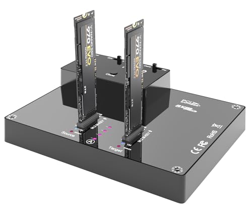 MAIWO K3015P Portable Dual Bay M.2 NVME Docking Station, Tool-Free Type-C10Gbps NVME SSD External Enclosure, with Offline Clone duplicator and System Copy Function. - Image 1