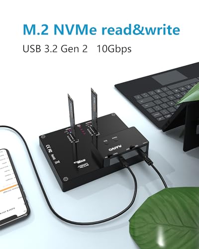 MAIWO K3015P Portable Dual Bay M.2 NVME Docking Station, Tool-Free Type-C10Gbps NVME SSD External Enclosure, with Offline Clone duplicator and System Copy Function. - Image 2