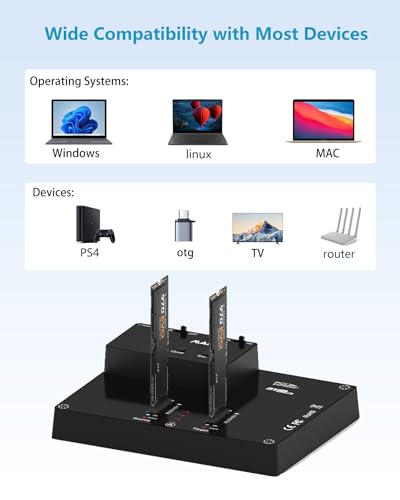 MAIWO K3015P Portable Dual Bay M.2 NVME Docking Station, Tool-Free Type-C10Gbps NVME SSD External Enclosure, with Offline Clone duplicator and System Copy Function. - Image 5