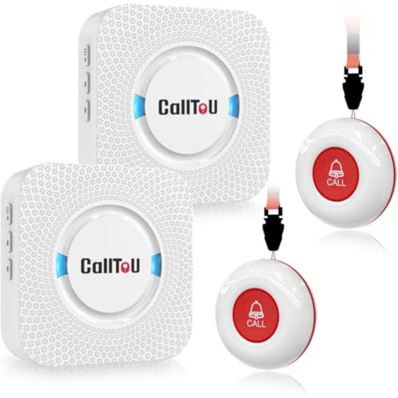 CultuU Wireless Smart Call System for Caregivers, 2 SOS Call Button/Transmitter and 2 Receivers for Nurses and Patient Assistance System for Home/Personal Attention Receiver 500+ Feet - Image 1