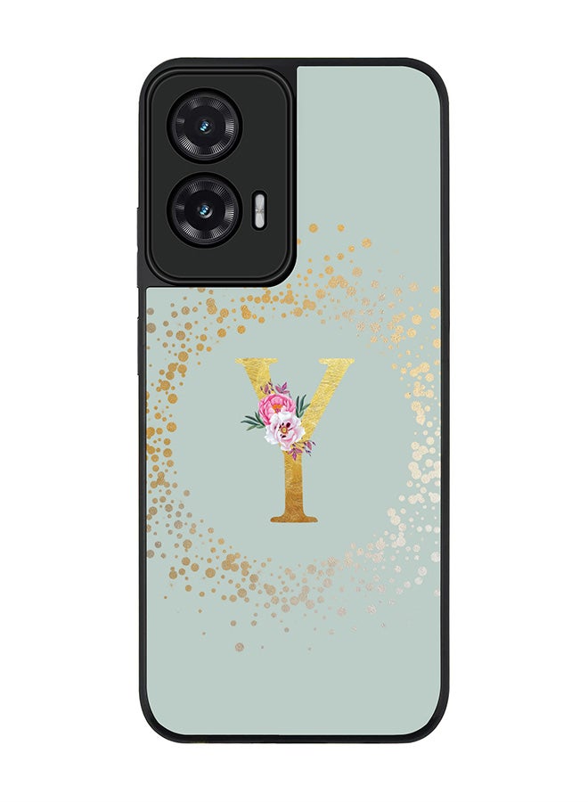 Stylizedd For Motorola Moto G35 Case,Slim fit Camera Protection, Shockproof Thin Phone cover  - Custom Monogram Floral - Y  (Light Grey )