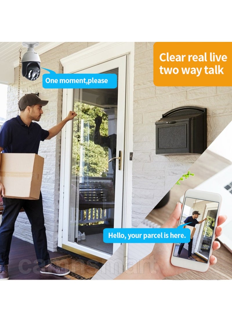 Zikra كاميرا 2 ميجابكسل مصباح لاسلكي داخلية وخارجية مقاومة للماء مع رؤية ليلية ملونة وصوت ثنائي الاتجاه 2.4GHz كاميرا ذكية للمنزل للحيوانات الأليفة - Image 4