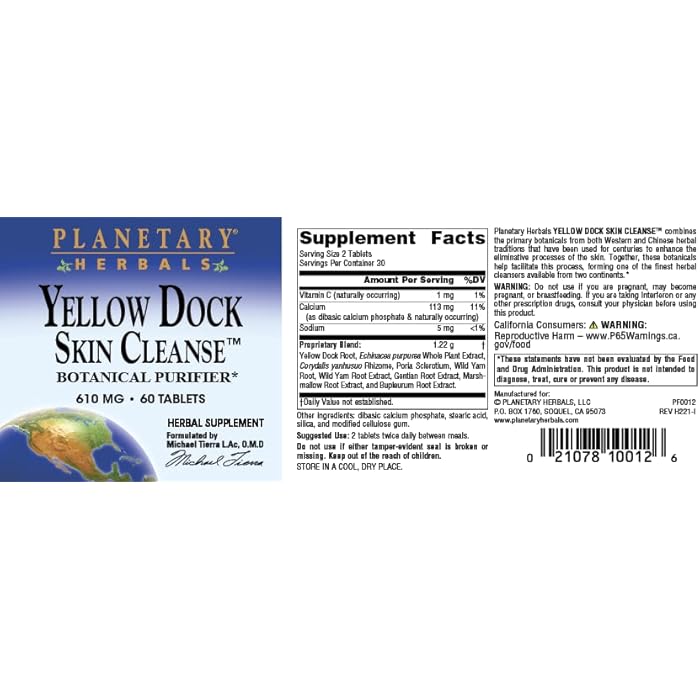 Planetary Herbals Yellow Dock Skin Cleanse, 60 Tablets, 60 Count - Image 4