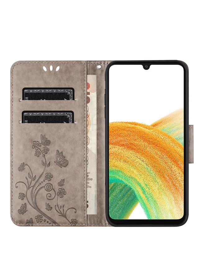 S-TOP Case For Samsung Galaxy A55 Butterfly Flower Pattern Flip Leather Phone Case - Image 4