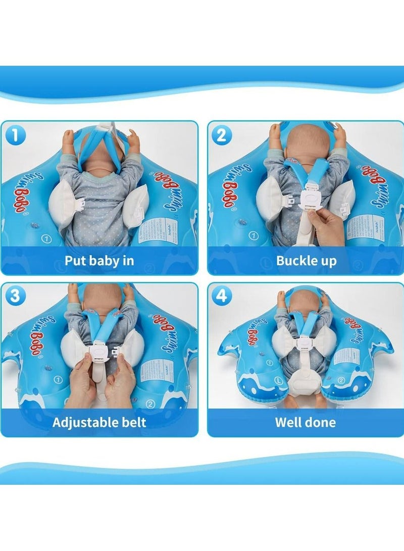 LIMOS Baby Swimming Pool Inflatable Float Ring with Sun Protection Canopy and Safety Tail (L Shark Blue) - Image 5