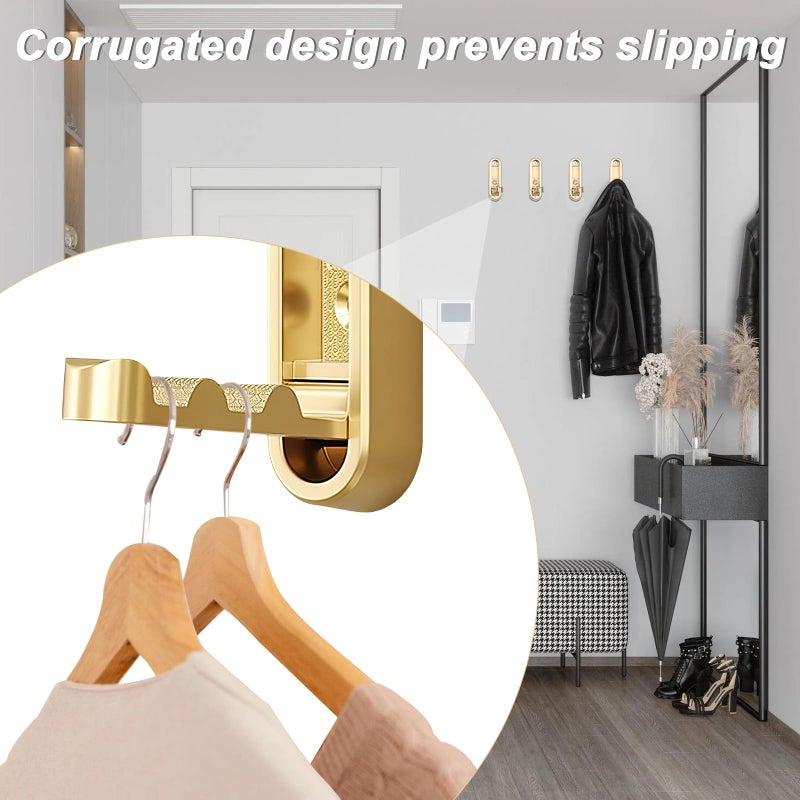 hongliang 2Pcs Gold Folding Wall Hooks Heavy Duty Foldable Coat Hooks for Hanging Towels Clothes Bags Keys Bathroom Bedroom Closet - Image 5