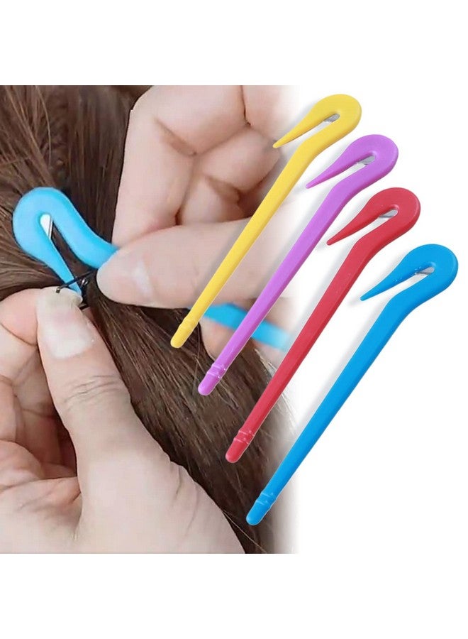 AEGYPIUS Elastic Hair Bands Remover Cutter, Hair Braiding Tools, Clear Rubber Bands for Hair, Elastic Band Cutter, 4 Color Pack of Pink Pony Picks, Easy Grip Tools & Accessories - Image 4