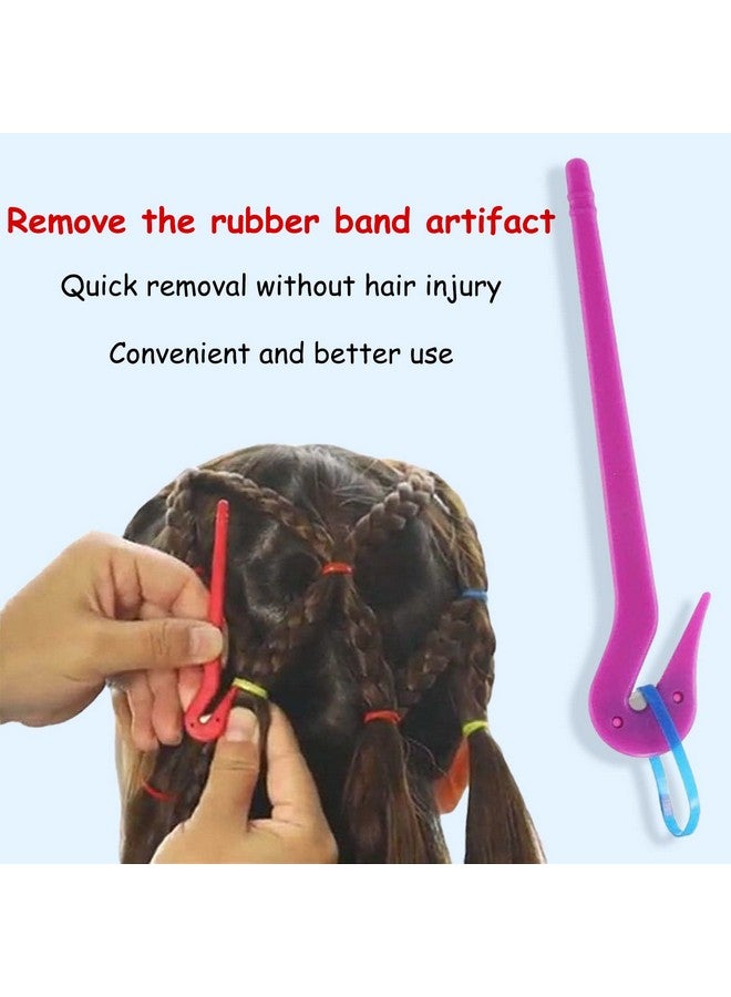 AEGYPIUS Elastic Hair Bands Remover Cutter, Hair Braiding Tools, Clear Rubber Bands for Hair, Elastic Band Cutter, 4 Color Pack of Pink Pony Picks, Easy Grip Tools & Accessories - Image 5