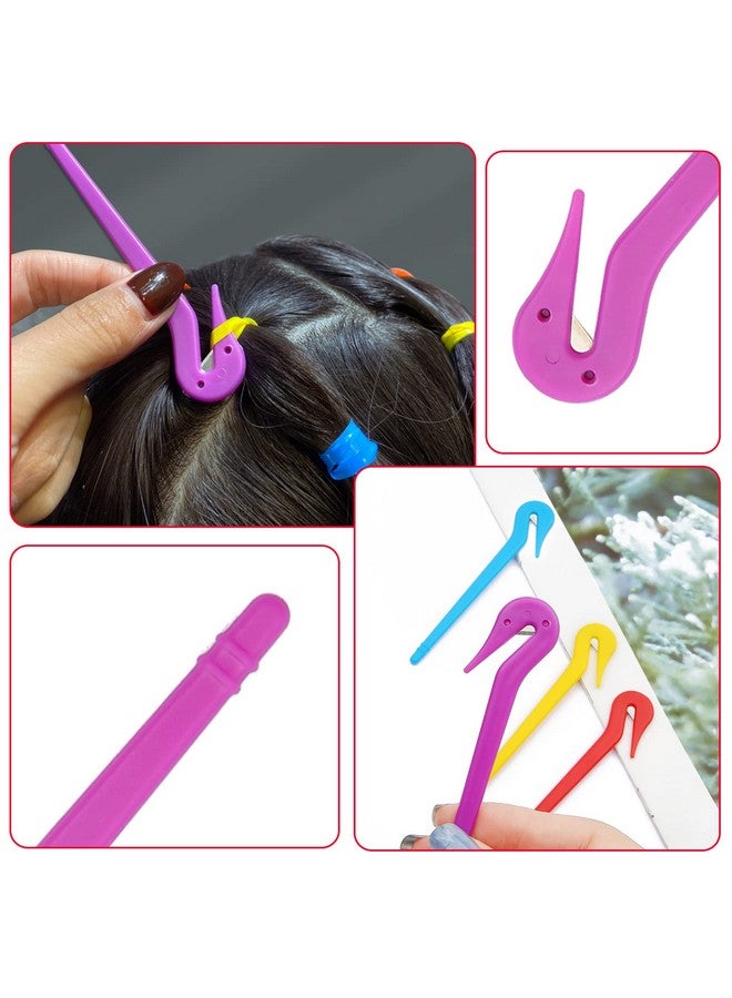 AEGYPIUS Elastic Hair Bands Remover Cutter, Hair Braiding Tools, Clear Rubber Bands for Hair, Elastic Band Cutter, 4 Color Pack of Pink Pony Picks, Easy Grip Tools & Accessories - Image 3