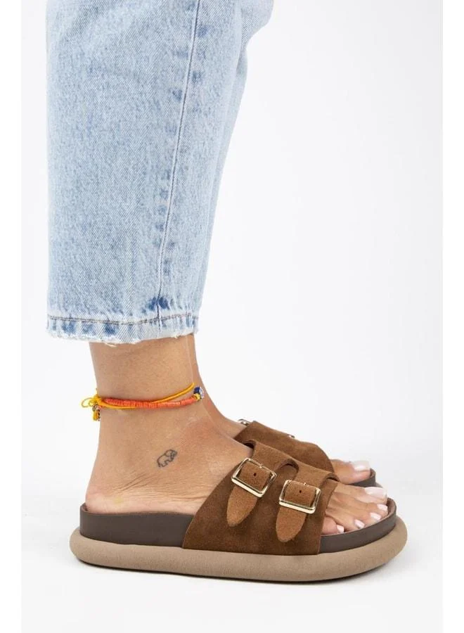 Manijero  Lirio Women's Genuine Leather Single Band Double Buckle Slip-On Slipper for Women | Best Price UAE